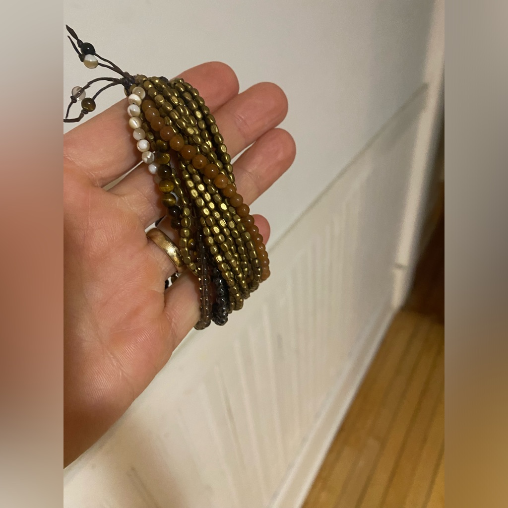 Nakamol Brown Gold Black Beaded Multistrand Bracelet 25$